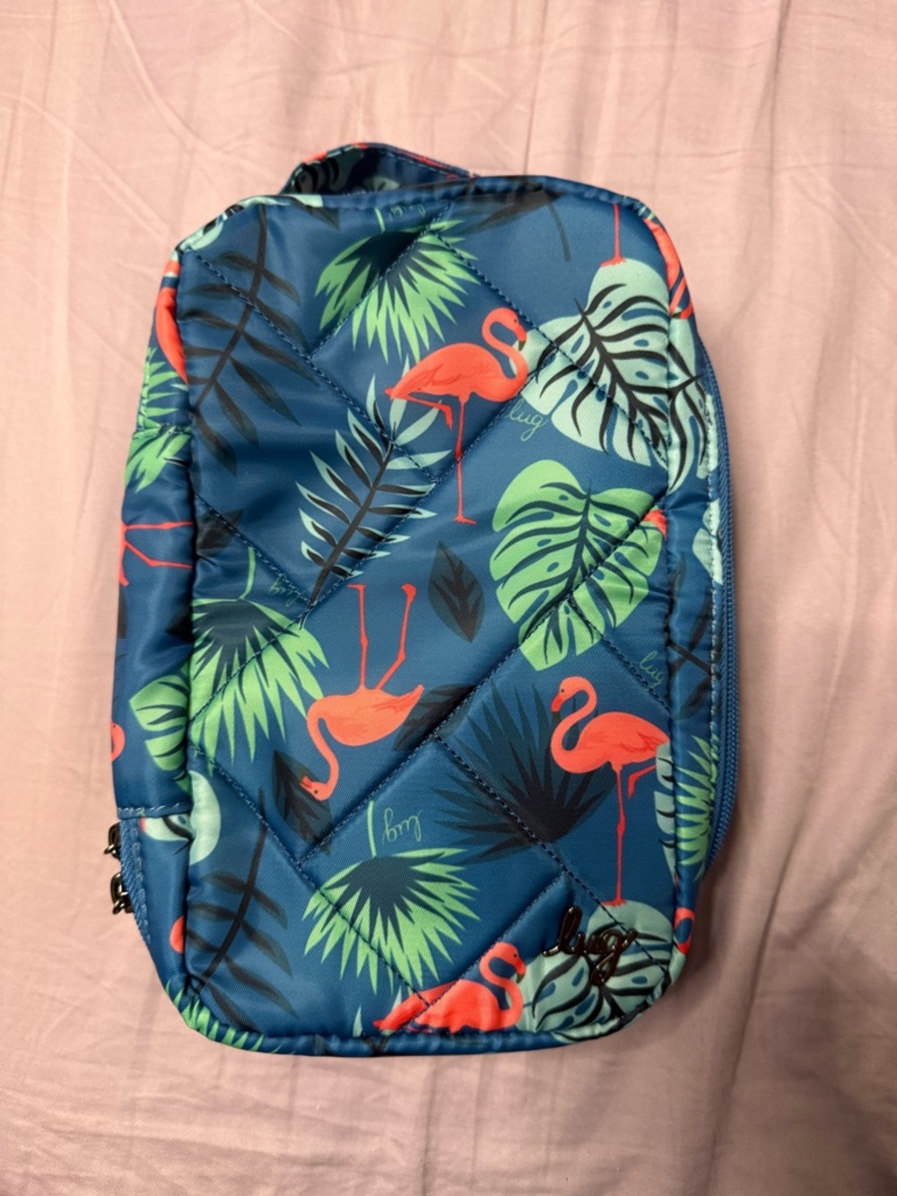 Lug Hover cosmetic case in Flamingo blue